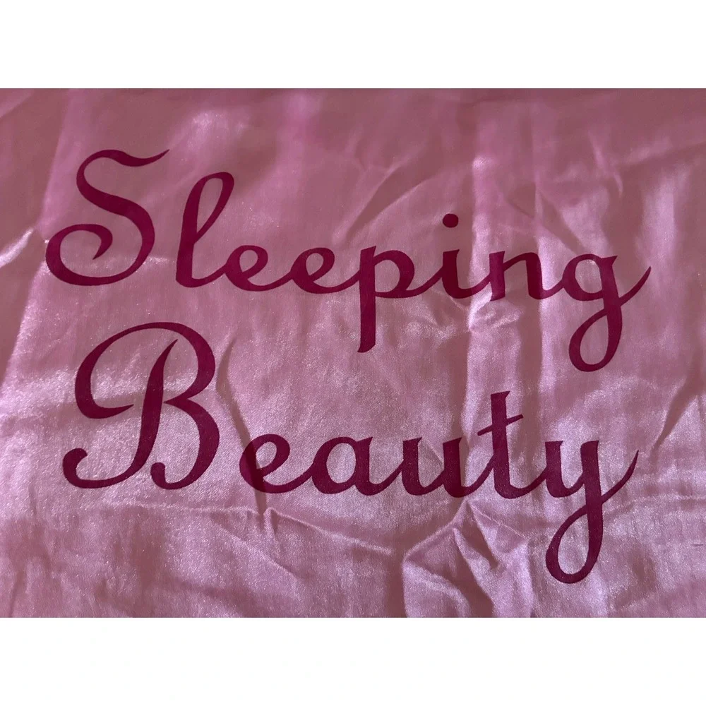 Sleeping Beauty Pillow Case Pink Satin Vtg‎